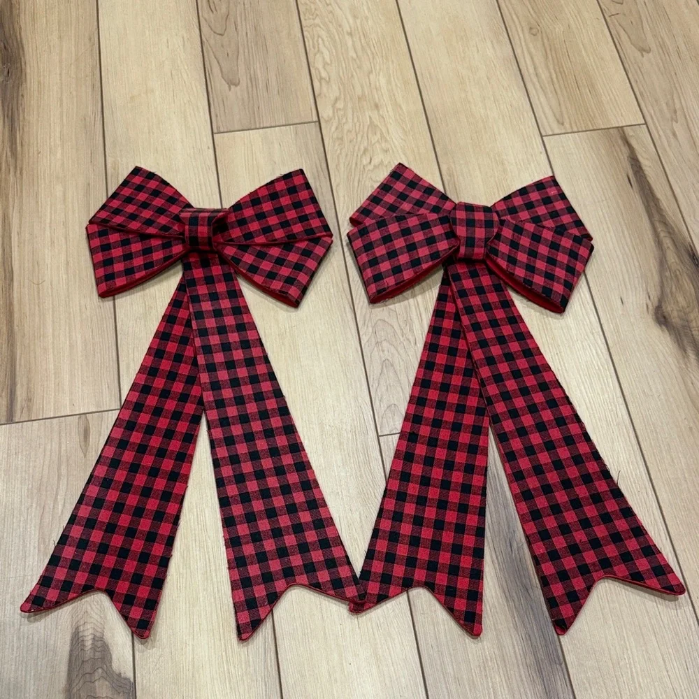 Handmade Red and Black Plaid Bows
